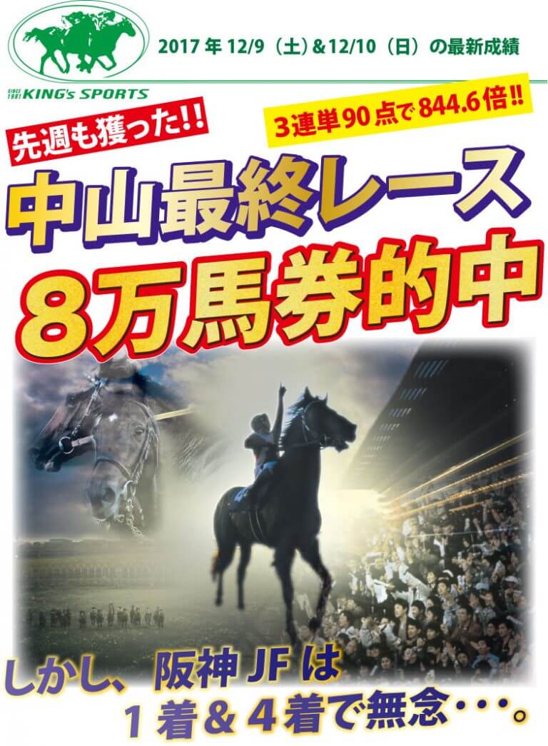 12/9土、12/10日▶先週の成績と獲得金額【阪神JF 週2017/予想結果】