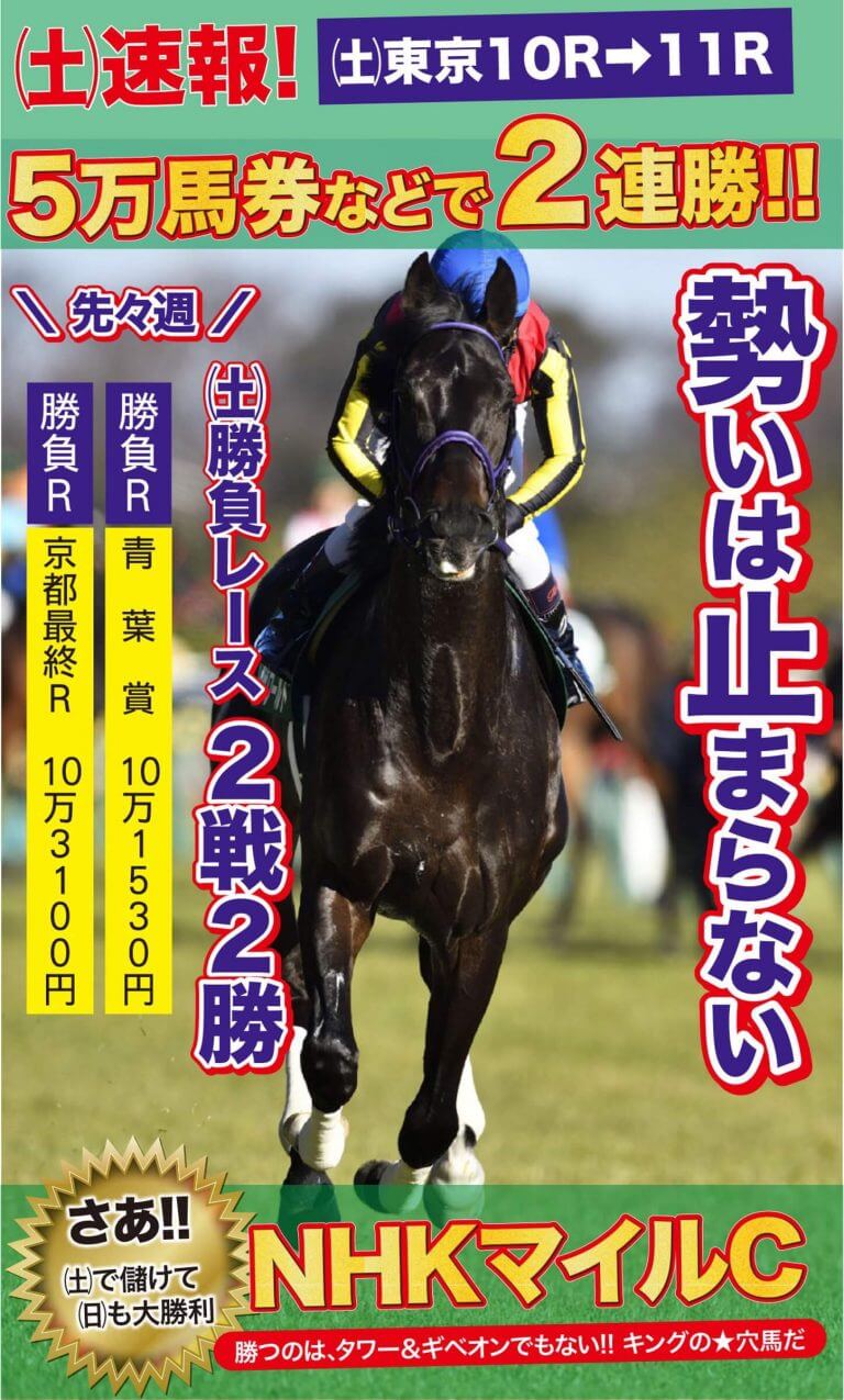 5/5(土)速報 【東京10R➡11R】5万馬券などで2連勝！