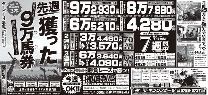 今週 日 安田記念 週の 新聞広告 掲載日 について 競馬予想のキングスポーツ