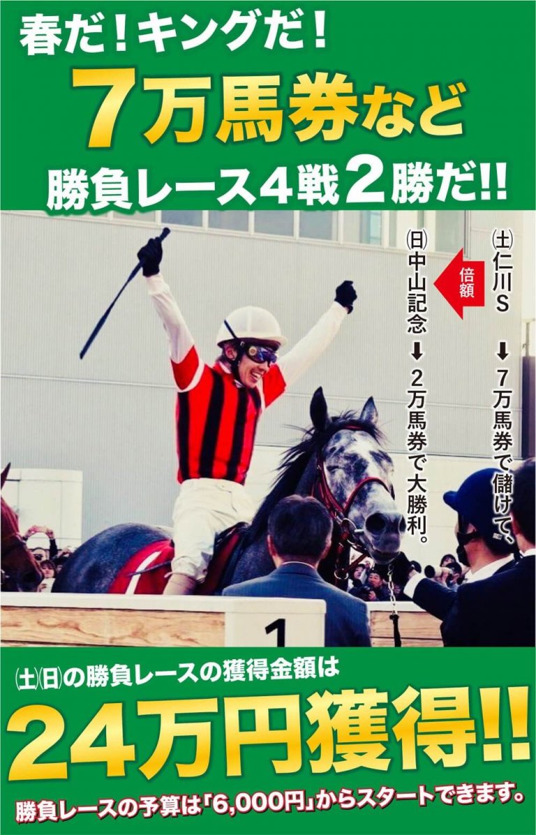 【2/23-24 成績】春だ！キングだ！７万馬券など勝負レース４戦２勝だ！