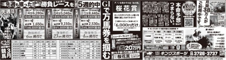 今週（日）桜花賞 週の「新聞広告」掲載日 について