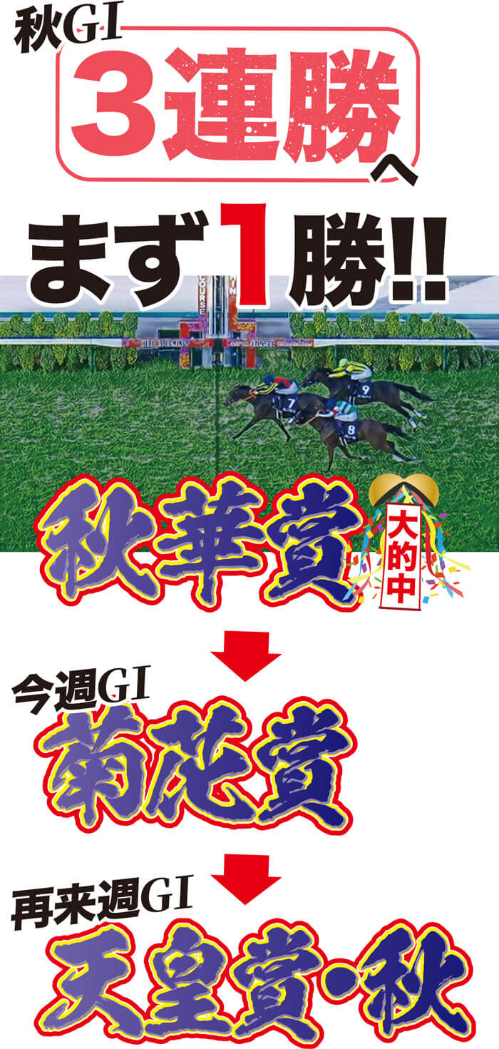 【秋G1・3連勝へ】まずは【秋華賞】的中 ➡ 菊花賞 ➡ 天皇賞・秋も獲る！！