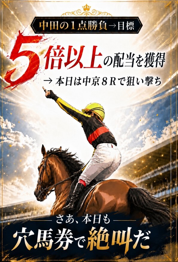 【中田の1点勝負】8/2(日)中京8R【浜松特別】土曜日は馬連1点で930円GET!本日も「最低5倍以上」を狙い撃ち!